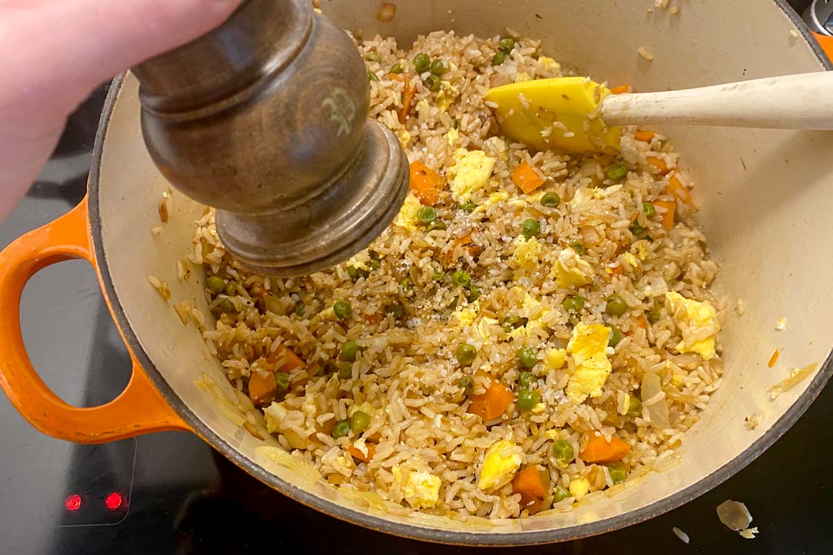 Salmon fried brown rice - Common Grains
